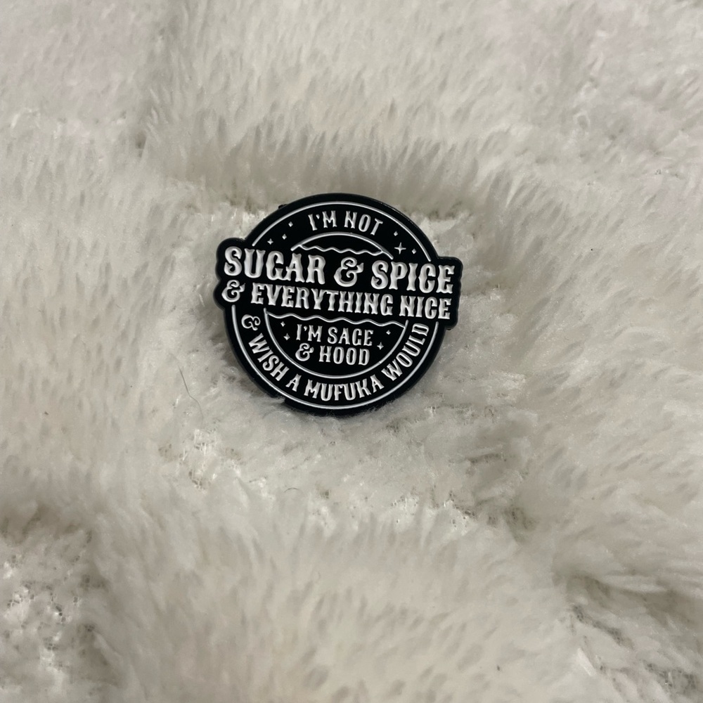 Black and White Enamel Pin
